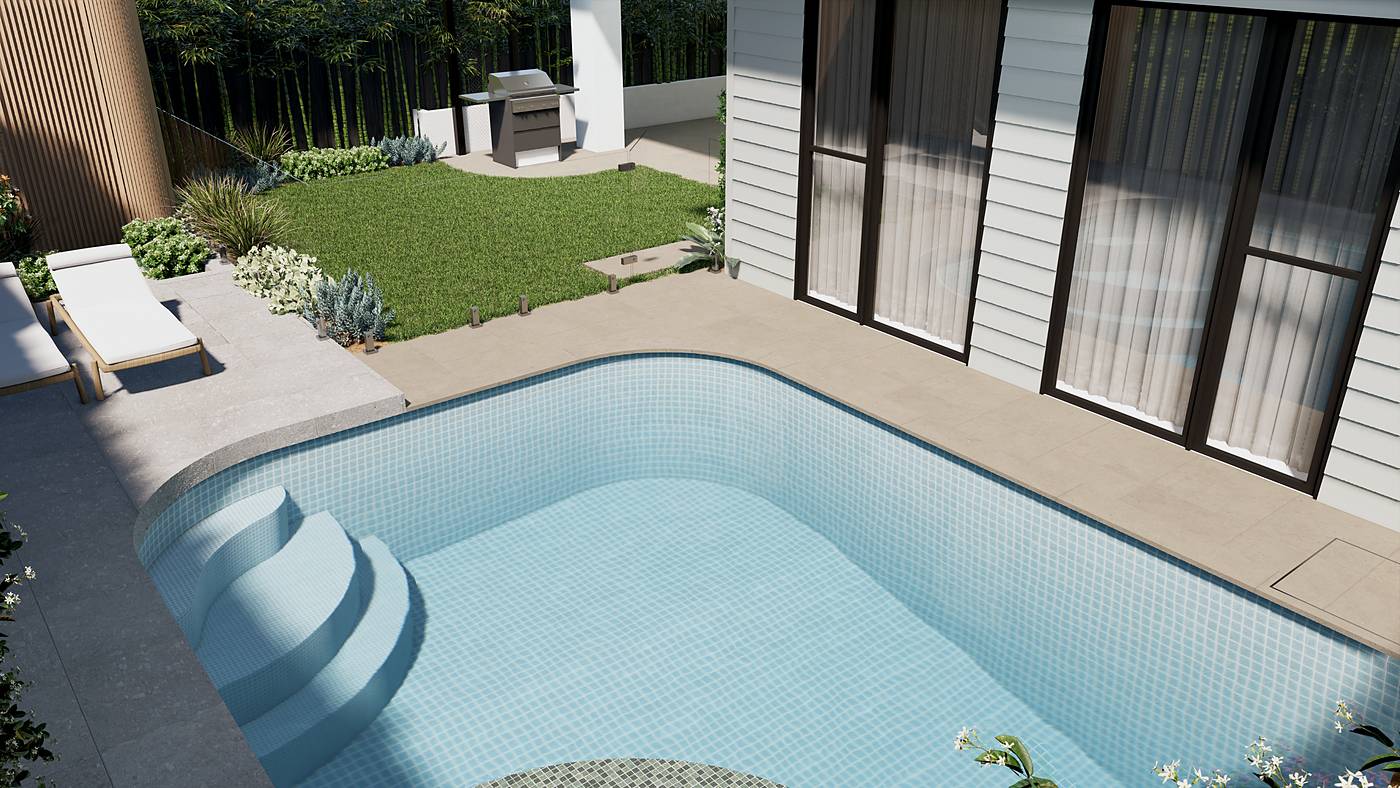 Raleigh Street, Thornbury, Melbourne. 3D render of the landscape design