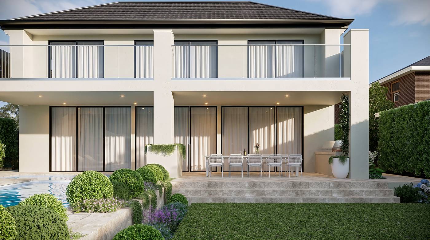 The Avenue, Malvern East, Melbourne. 3D render of the landscape design