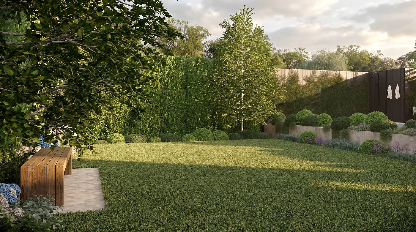 The Avenue, Malvern East, Melbourne. 3D render of the landscape design