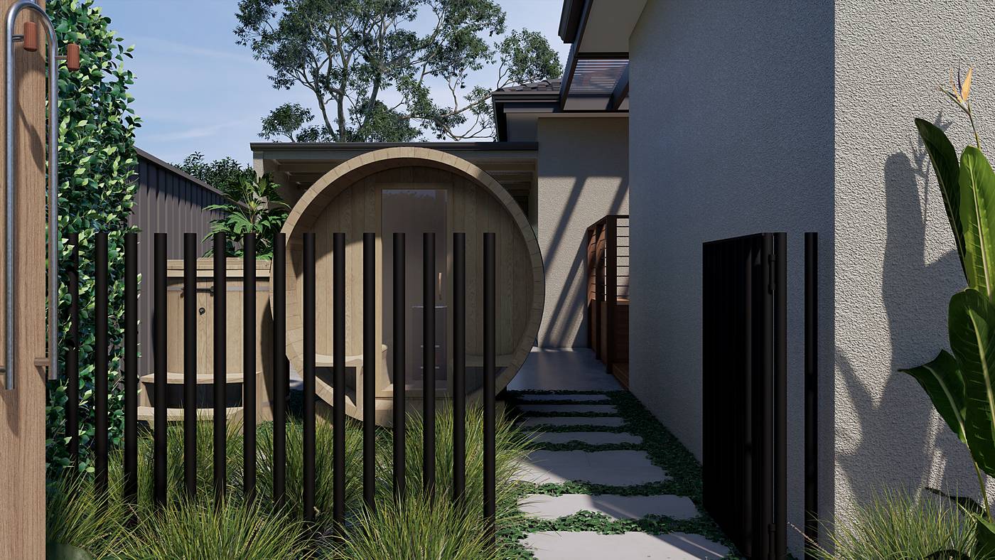 Thomson Drive, Rosanna, Melbourne. 3D render of the landscape design