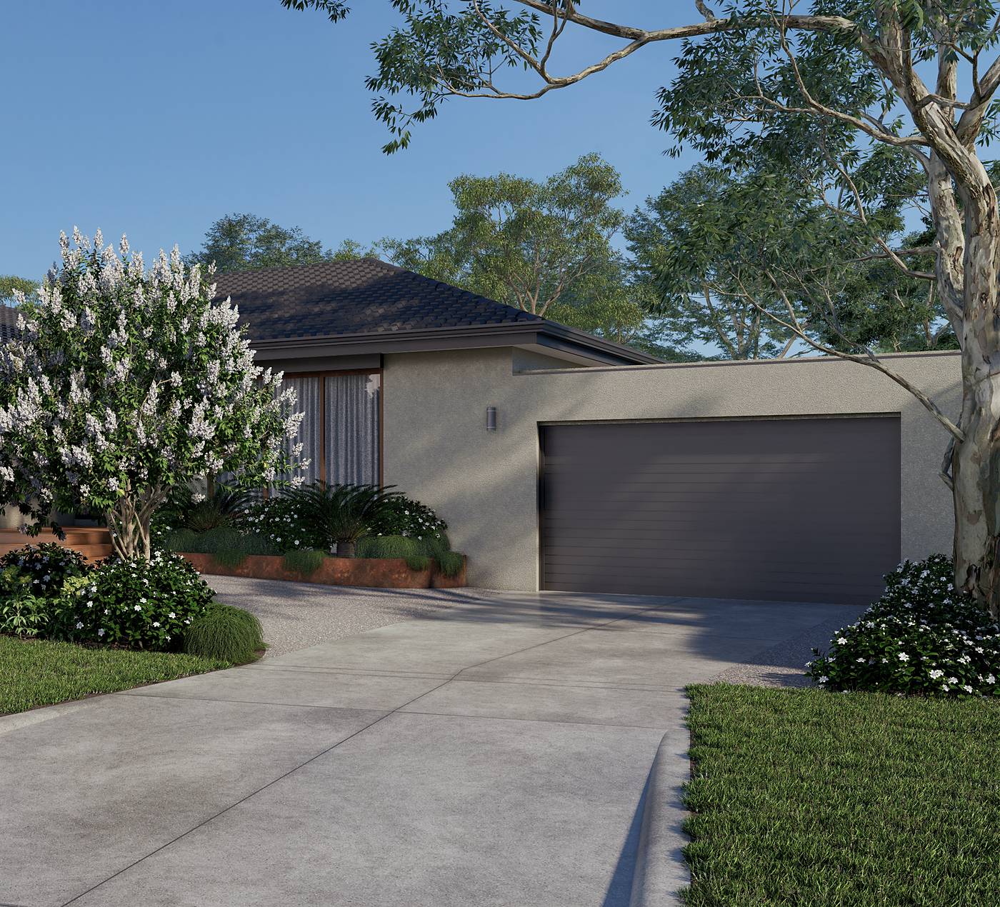 Thomson Drive, Rosanna, Melbourne. 3D render of the landscape design