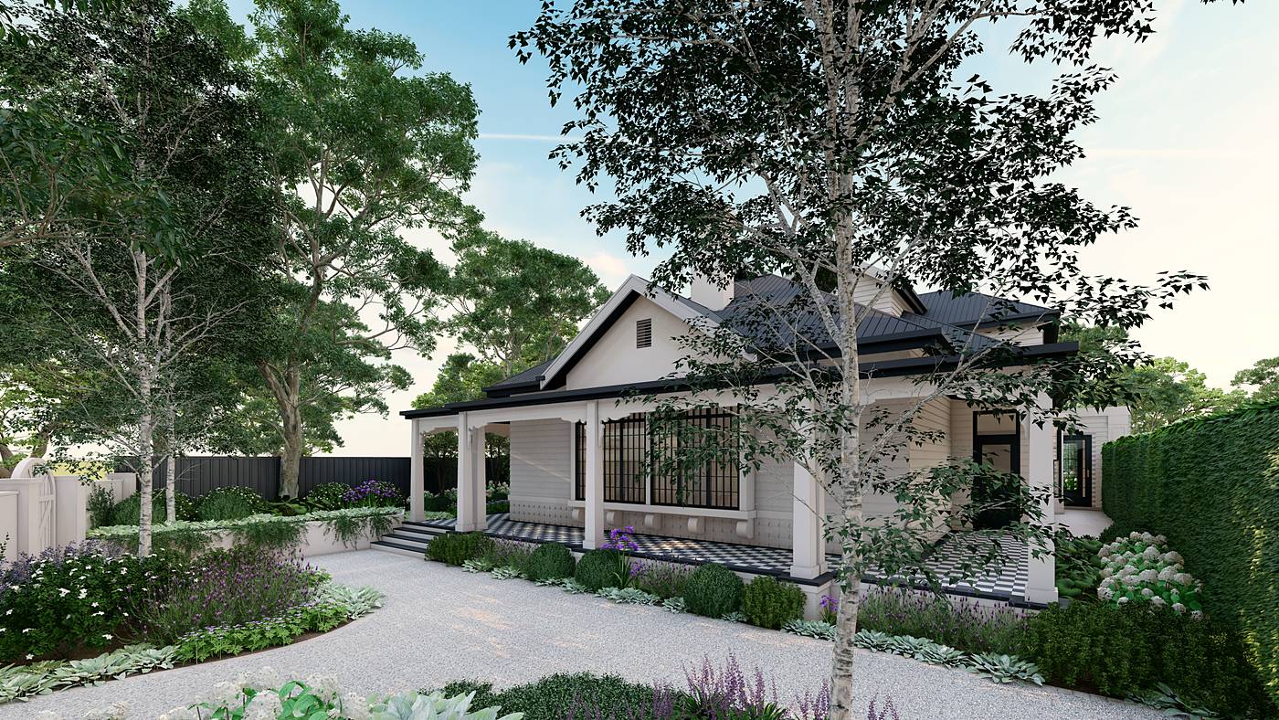 Windermere Crescent, Brighton, Melbourne. 3D render of the landscape design