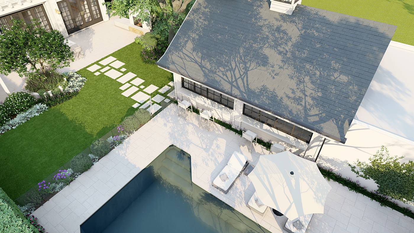 Windermere Crescent, Brighton, Melbourne. 3D render of the landscape design