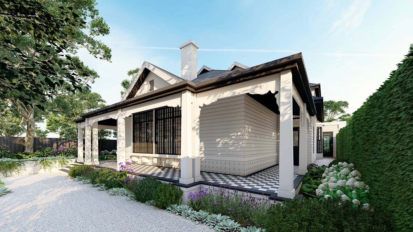 Windermere Crescent, Brighton, Melbourne. 3D render of the landscape design
