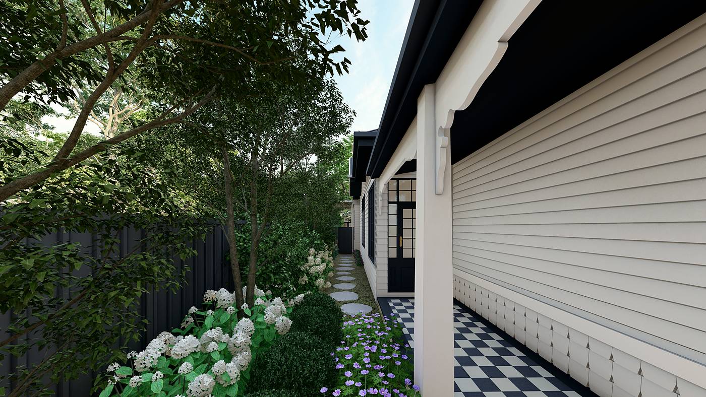 Windermere Crescent, Brighton, Melbourne. 3D render of the landscape design