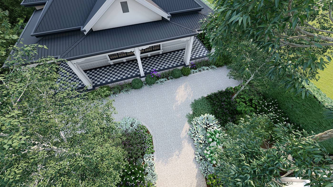 Windermere Crescent, Brighton, Melbourne. 3D render of the landscape design